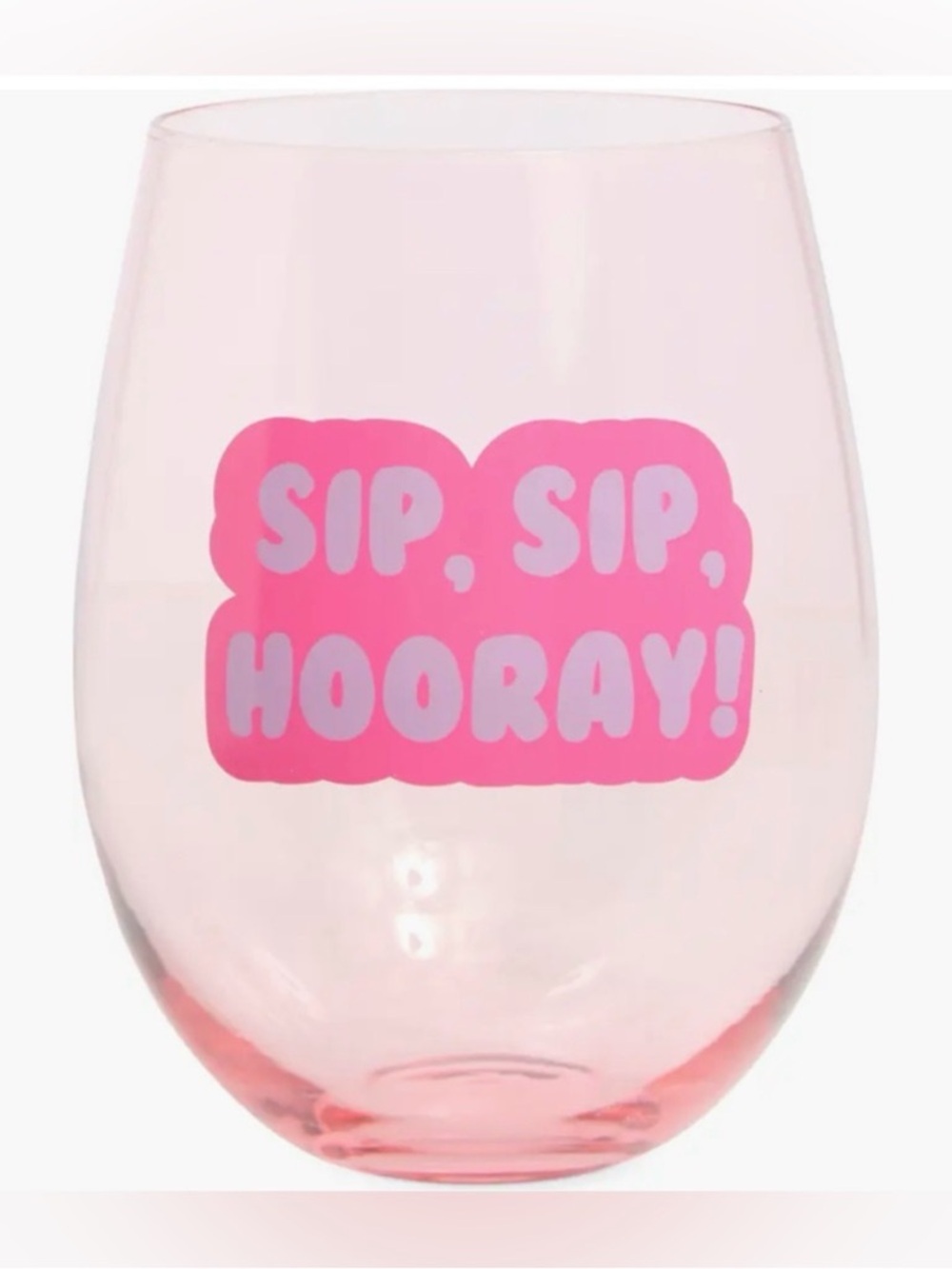 Pink Stemless Jumbo Wine Glass - "Sip, Sip, Hooray!"